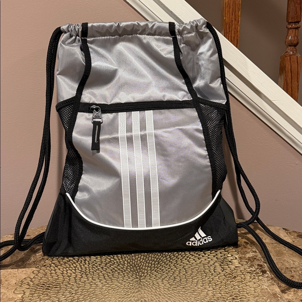 Adidas Black/Silver Drawstring Bag - image 1